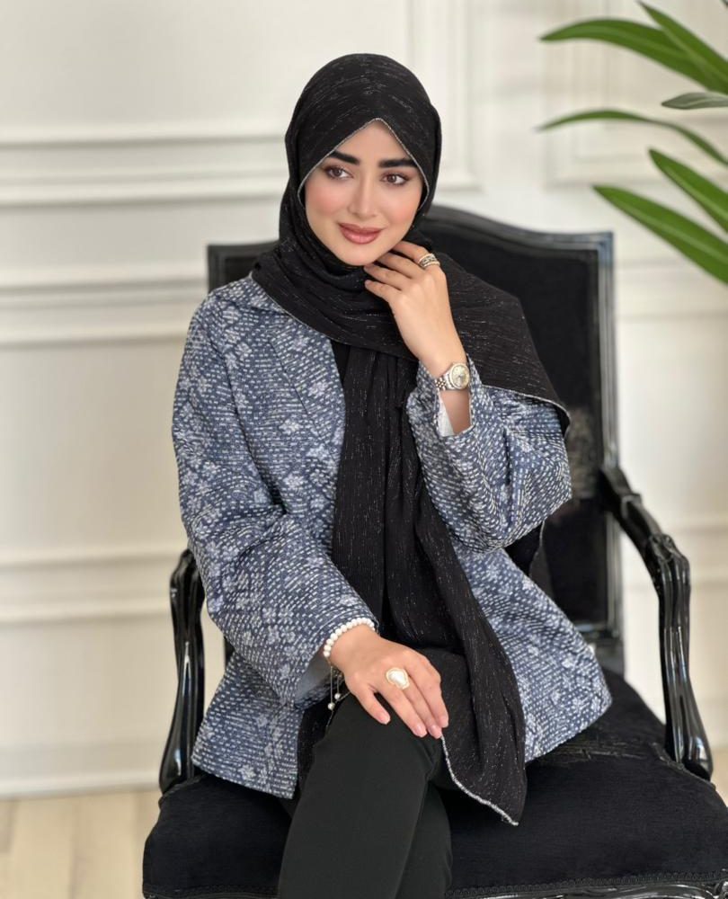 شال طرحدار مجلسی مدل لمه مشکی