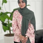 شال طرحدار مجلسی مدل لمه سبز