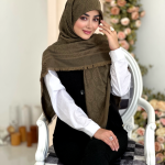 روسری نخ ژاکارد ترمه سبز حنایی