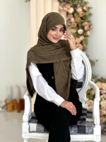 روسری نخ ژاکارد بته جقه سبز حنایی