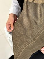 روسری نخ ژاکارد ترمه سبز حنایی - Image 2