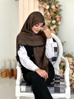 روسری نخ ژاکارد مدل بته جقه مسی