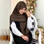 روسری نخ ژاکارد مدل ترمه مسی