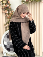 روسسری نخ ژاکارد مدل گلبرگ نسکافه ای