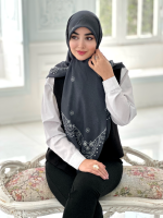 روسری نخی مدل نازگل ذغالی - Image 2