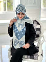 روسری نخی مدل رزا آبی
