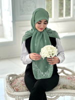 روسری نخی مدل نازگل سبز - Image 2