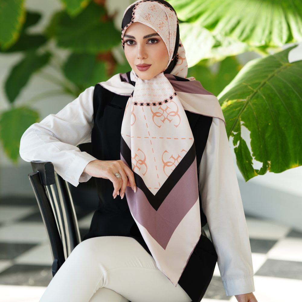 روسری ابریشم توییل مجلسی مدل گوچی زنجیره ای