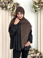 روسری نخی تک رنگ شیک شکلاتی - Image 2