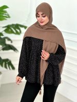 روسری پلیسه نخی موکا