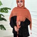 روسری پلیسه نخی هلویی