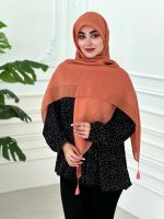 روسری پلیسه نخی هلویی