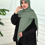 روسری پلیسه نخی سبز پاستیلی
