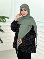 روسری پلیسه نخی سبز پاستیلی