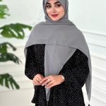 روسری پلیسه نخی طوسی