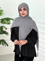 روسری پلیسه نخی طوسی