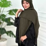 روسری پلیسه نخی سبز حنایی