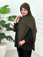 روسری پلیسه نخی سبز حنایی