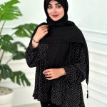 روسری پلیسه نخی مشکی