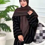 روسرس ابریشم نخ ژاکارد مجلسی مدل رز قهوه ای تیره