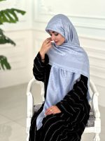 روسری ابریشم نخ ژاکارد مجلسی مدل رز آبی یاسی