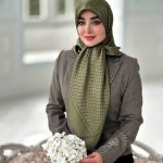 روسری ابریشم نخ ژاکارد مجلسی قواره 110سبز