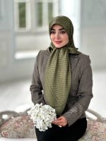 روسری ابریشم نخ ژاکارد مجلسی قواره 110سبز