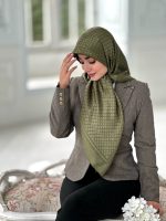 روسری ابریشم نخ ژاکارد مجلسی قواره 110سبز - Image 5