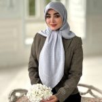 روسری ابریشم نخ ژاکارد مجلسی قواره 110 آبی یاسی