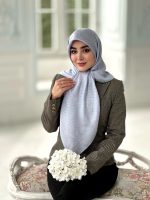 روسری ابریشم نخ ژاکارد مجلسی قواره 110 آبی یاسی - Image 5