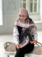 روسری نخی مدل باربری صورتی - Image 4