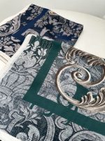 روسری نخی مدل زرین رنگ سبز با ترکیب طوسی کرم - Image 3