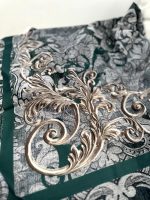 روسری نخی مدل زرین رنگ سبز با ترکیب طوسی کرم - Image 2