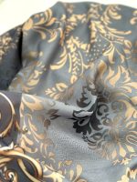 روسری نخی مدل حسناترکیب رنگ نوک مدادی کرم - Image 2