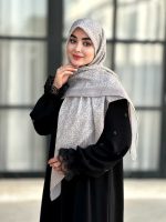 روسری نخی مدل لونا کرم دودی