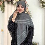 روسری نخی تک رنگ شیک طوسی