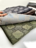 روسری ابریشم نخ ژاکارد مجلسی مدل  سلین سبز - Image 2