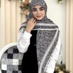 روسری پلیسه مجلسی مدل باروک تناژ طوسی