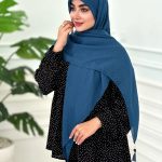 روسری پلیسه نخی آبی نفتی