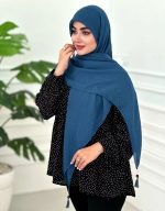 روسری پلیسه نخی آبی نفتی