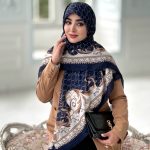 روسری نخی مدل گوچی باروک سرمه ای