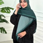 روسری نخی مدل طیفی سبز زمردی