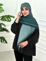 روسری نخی مدل طیفی سبز زمردی