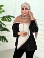 روسری نخی مدل طیفی کرم نسکافه ای - Image 2