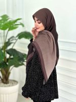 روسری نخی مدل طیفی کرم به سمت قهوه ای سوخته - Image 2