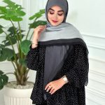 روسری نخی مدل طیفی طوسی نوک مدادی