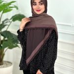 روسری نخی مدل طیفی کرم به سمت قهوه ای سوخته