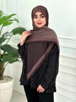 روسری نخی مدل طیفی کرم به سمت قهوه ای سوخته