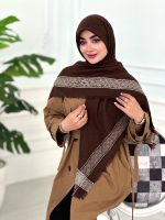 روسری نخ زاکارد مدل پاییز شکلاتی