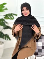 روسری نخ ژاکارد مدل پاییز ذغالی - Image 2
